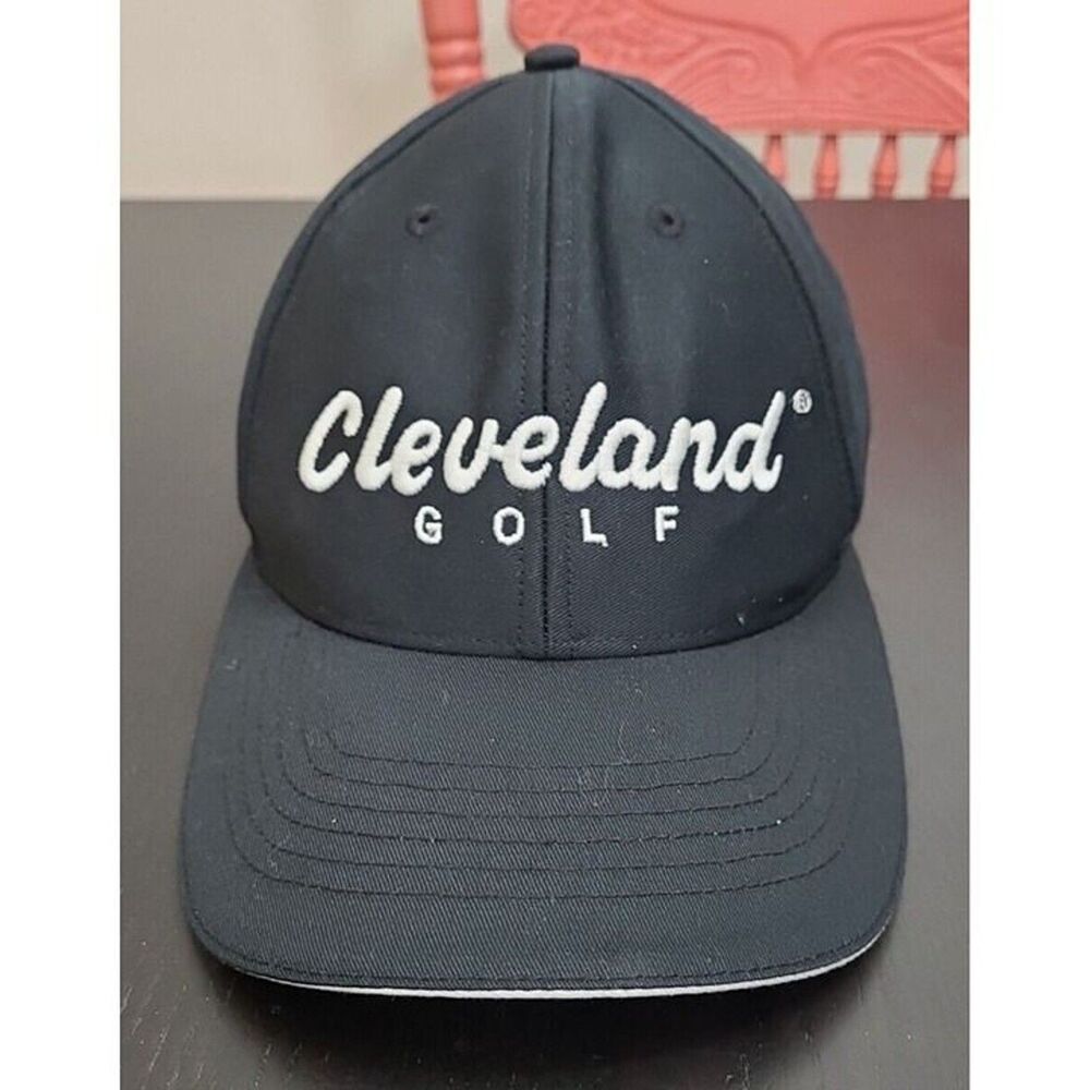 Cleveland Golf Hat Cap Black Adult Golfing Adjustable Strap Lightweight